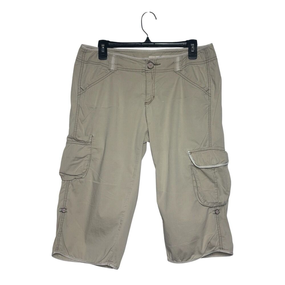 DKNY Jeans Womens Tan Cargo Capri Pants 10 Lightweight Gorpcore Utility Y2K